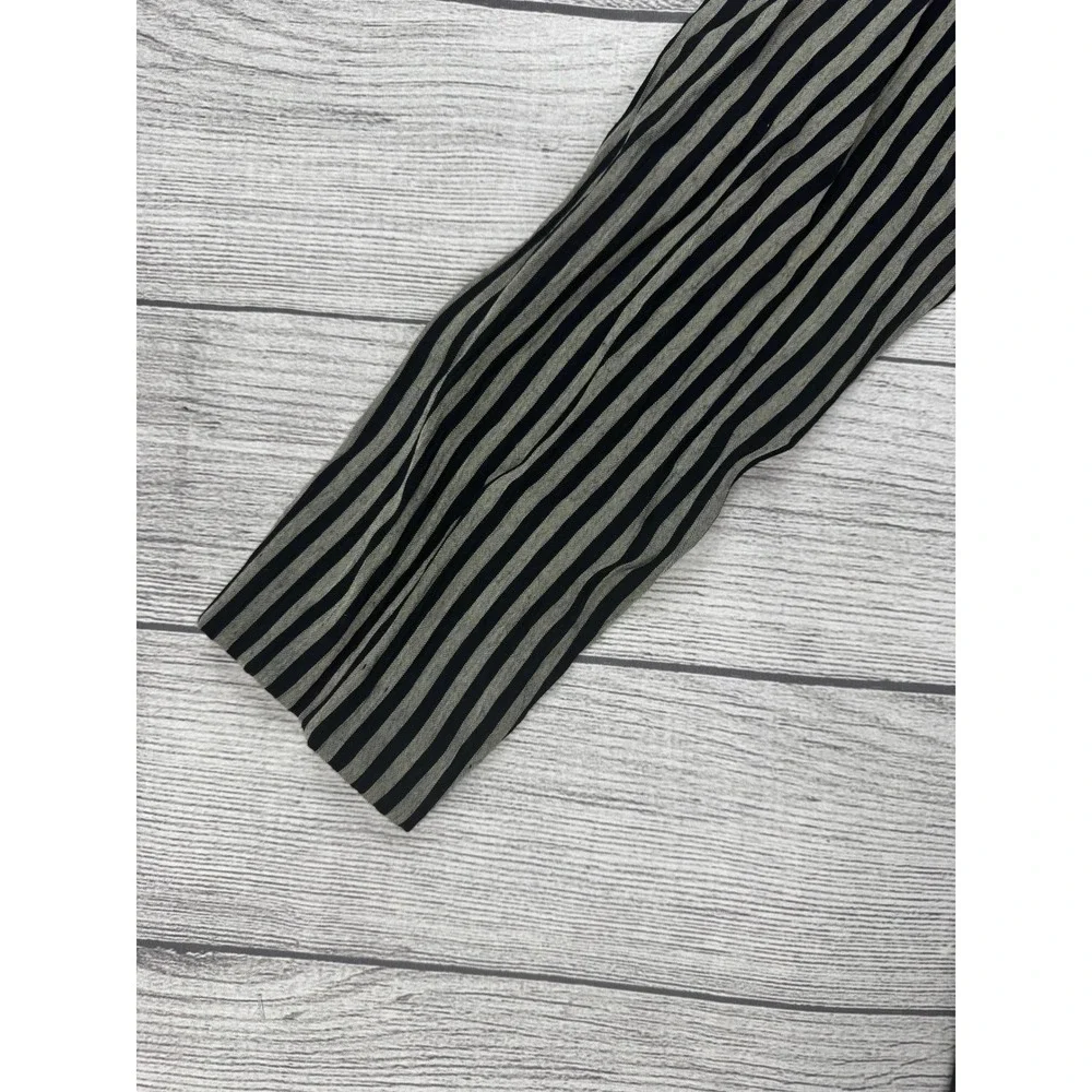 TR Bentley Vintage Striped Layered Look Dress Black Grey Gold Button 128H